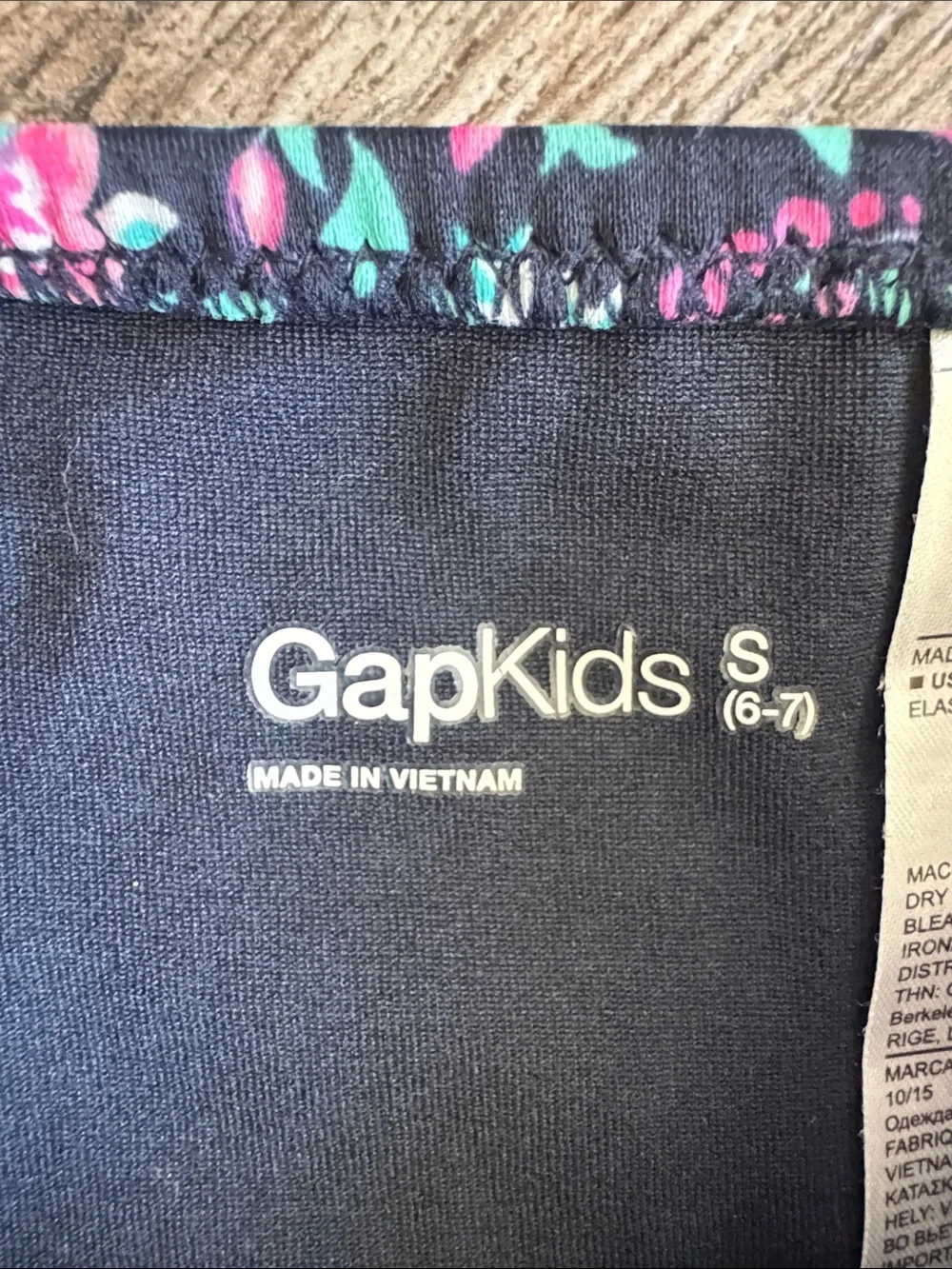 GAP Girls Black Floral Two-Piece Swim Set with Pink & Green Flowers